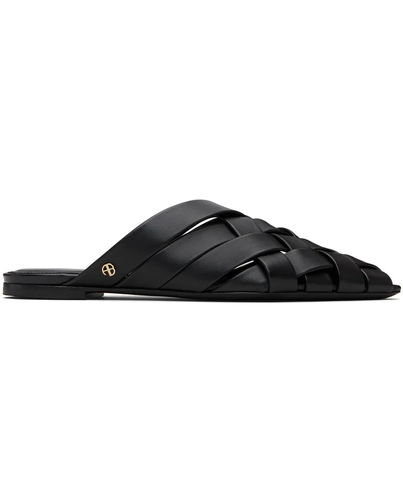 Anine Bing Black Eve Slippers Black