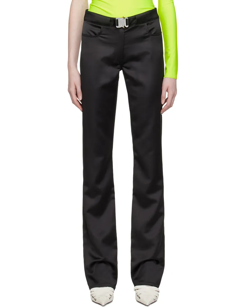 1017 ALYX 9SM Black Satin Buckle Trousers Blk0001