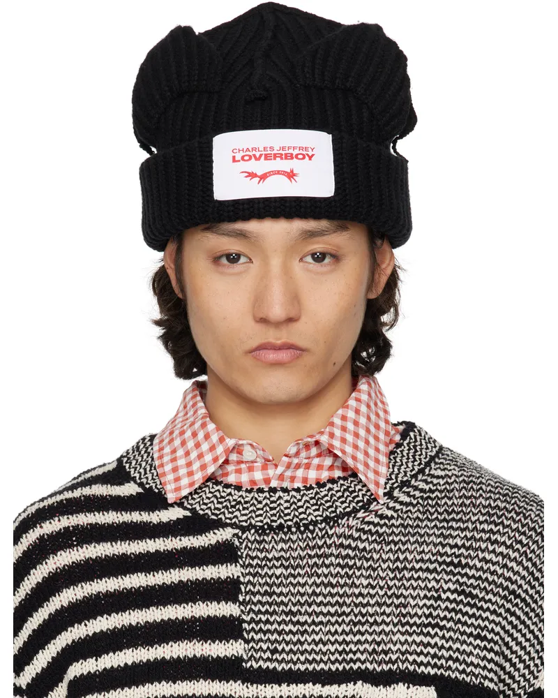 Charles Jeffrey Loverboy Black Chunky Ears Beanie Black