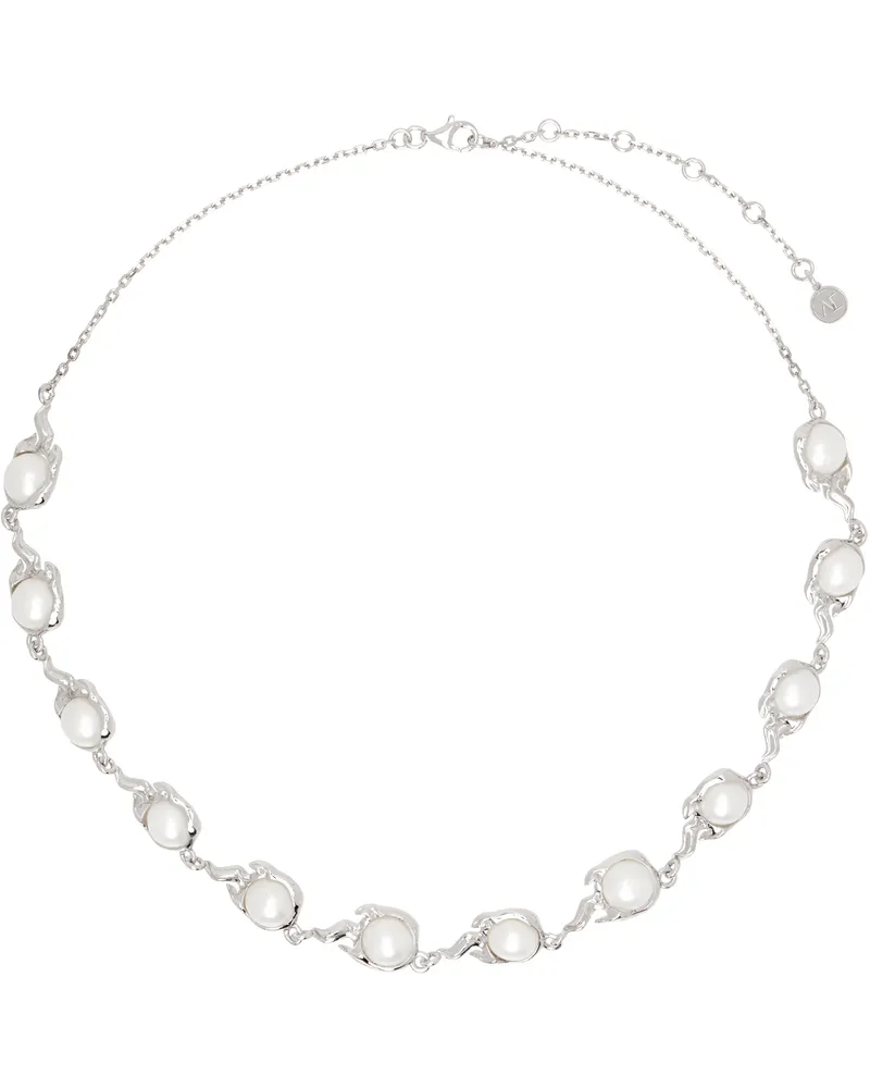 Alan Crocetti SSENSE Exclusive Silver Pearl Spark Choker Rhodium