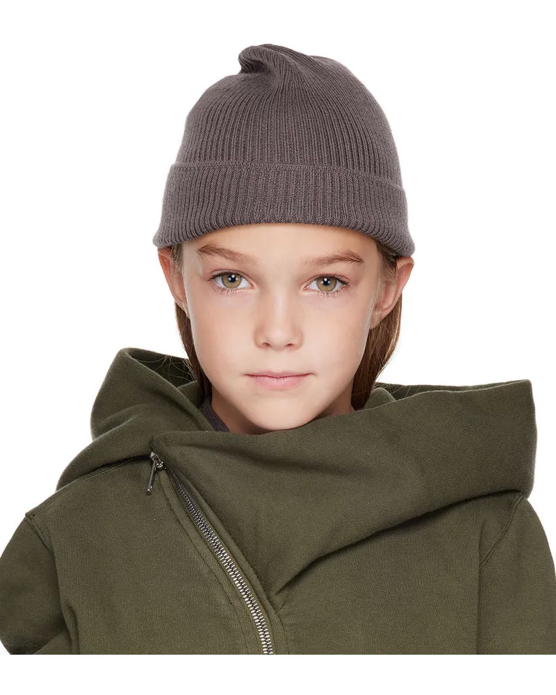 Rick Owens Kids Gray Rib Knit Beanie 34