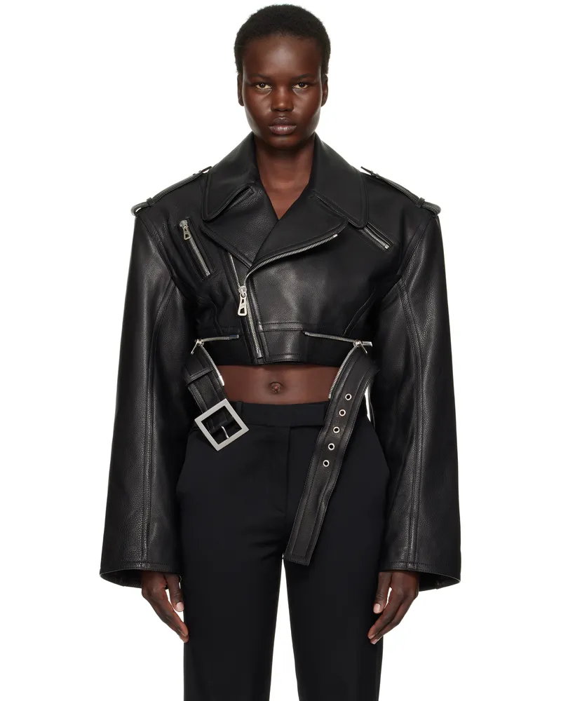 Jean Paul Gaultier Black 'The Cropped Perfecto' Leather Jacket 0062