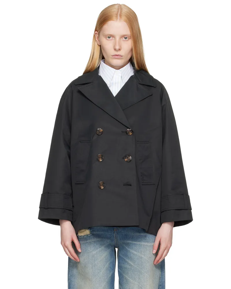 Barbour Black Maisy Showerproof Pea Coat Black