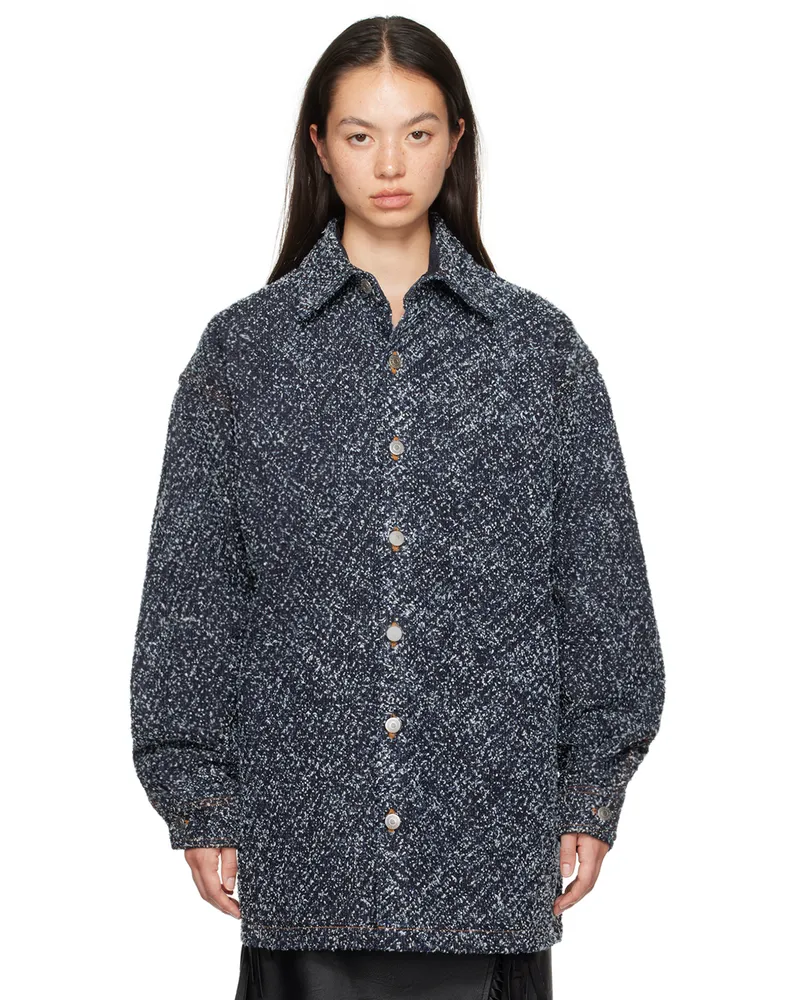 Stella McCartney Blue Oversized Bouclé Denim Jacket 4224