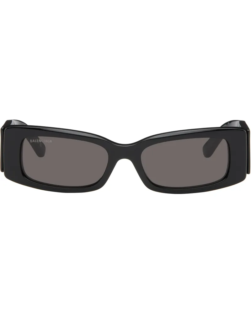 Balenciaga Black Rectangular Sunglasses Black-black-grey