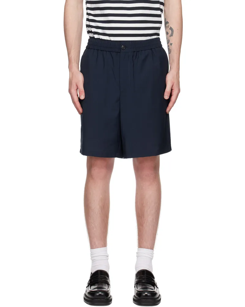 AMI Paris Navy Drawstring Shorts Nautic