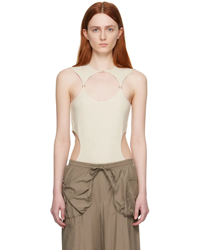 J.KIM Off-White Lattice Tank Top Ivory