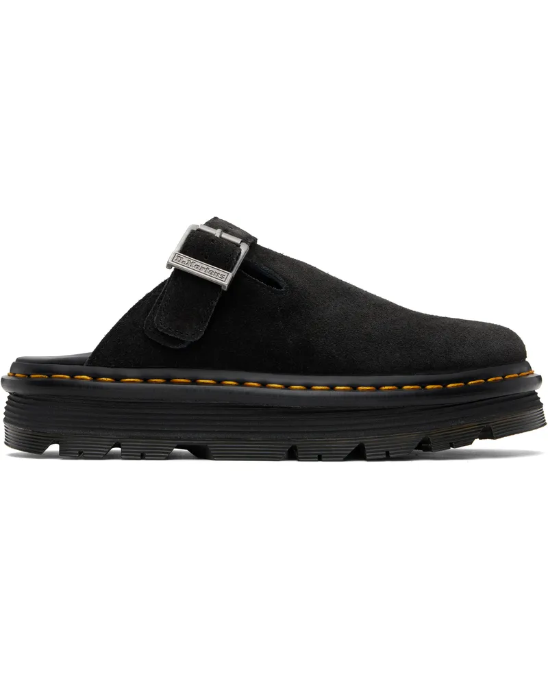 Dr.Martens Black Zebzag Suede Casual Slingback Platform Slip-on Loafers Black
