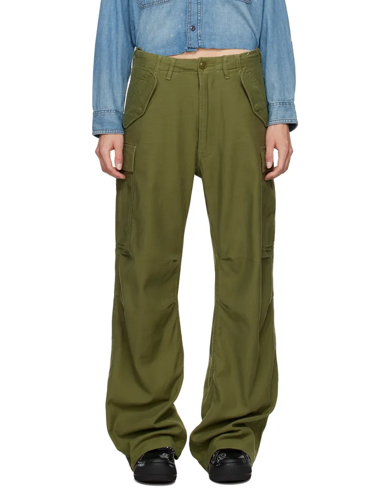R13 Khaki Wide Leg Cargo Pants R290b