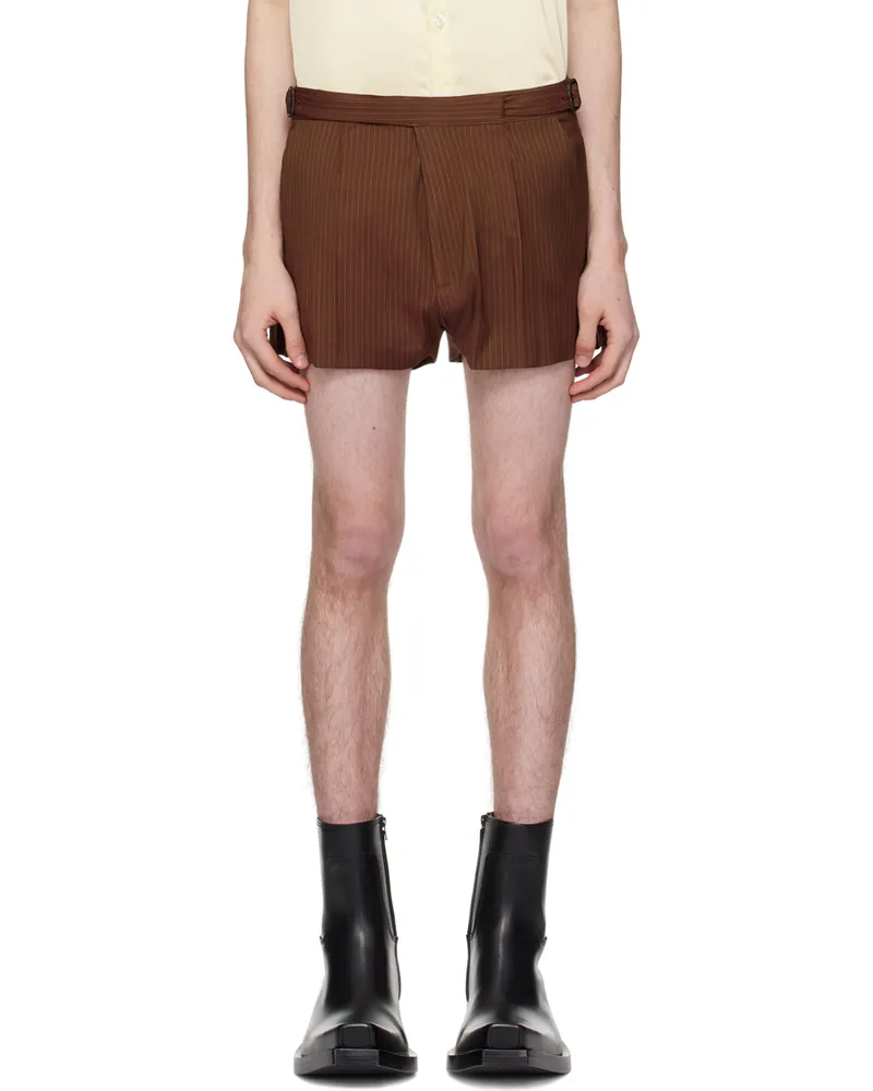 Egonlab Brown Double Buckle Shorts Brown