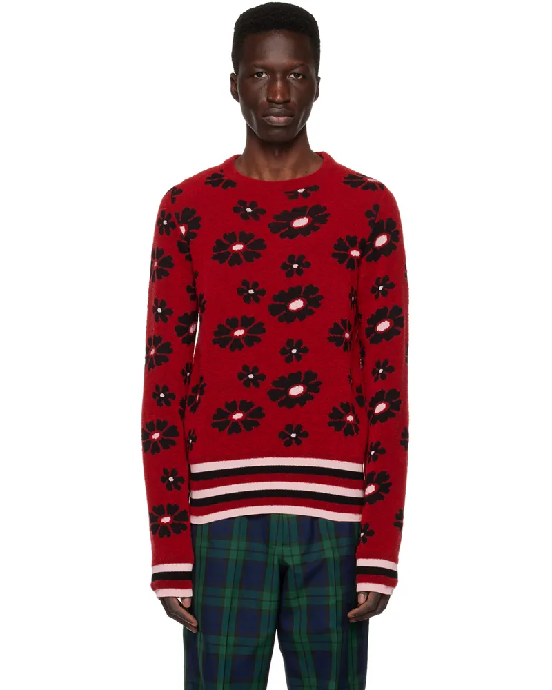 Molly Goddard Red Jacquard Sweater Red_black_pink