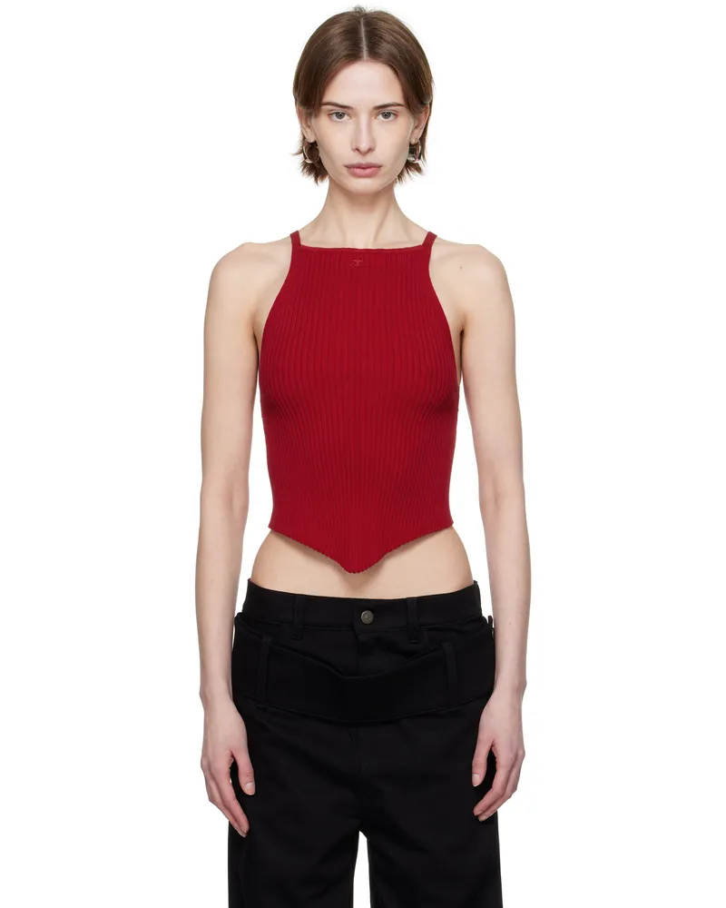 Courrèges Red Pointy Rib Knit Tank Top 4015