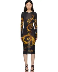 Versace Jeans Black Printed Midi Dress Egblack