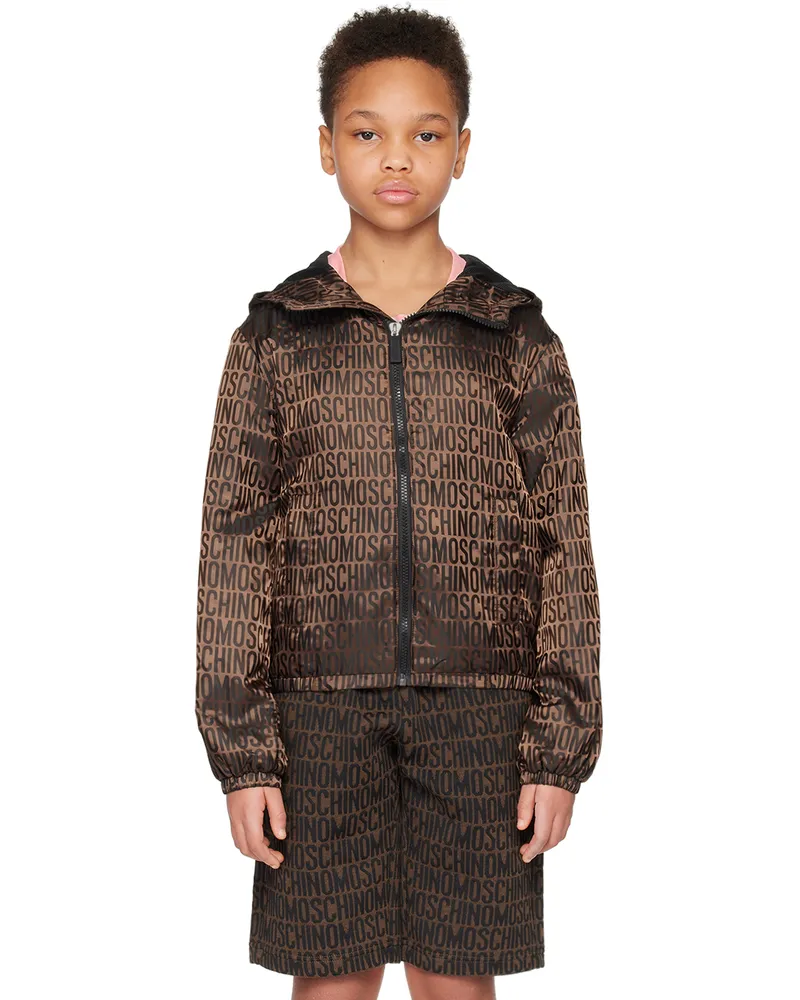 Moschino Kids Brown Jacquard Jacket 86196