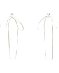 Simone Rocha White Bow Ribbon Stud Earrings Pearl