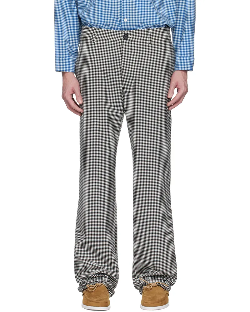 Marni Black & White Wool Blend Gingham Trousers Chn99