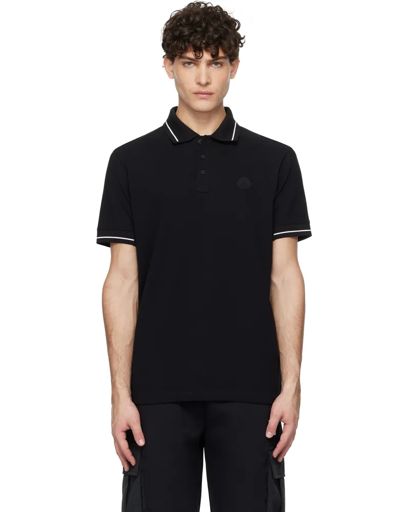 Moncler Black Logo Patch Cotton Polo 999