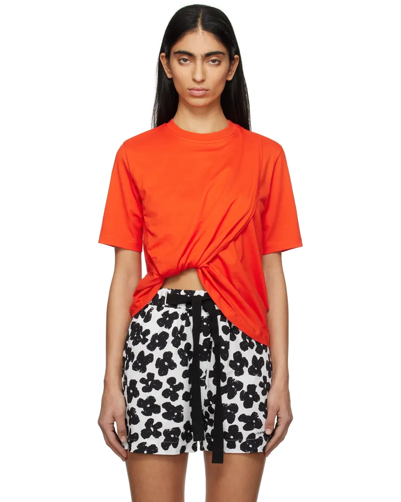 MSGM Orange Gathered T-shirt 17