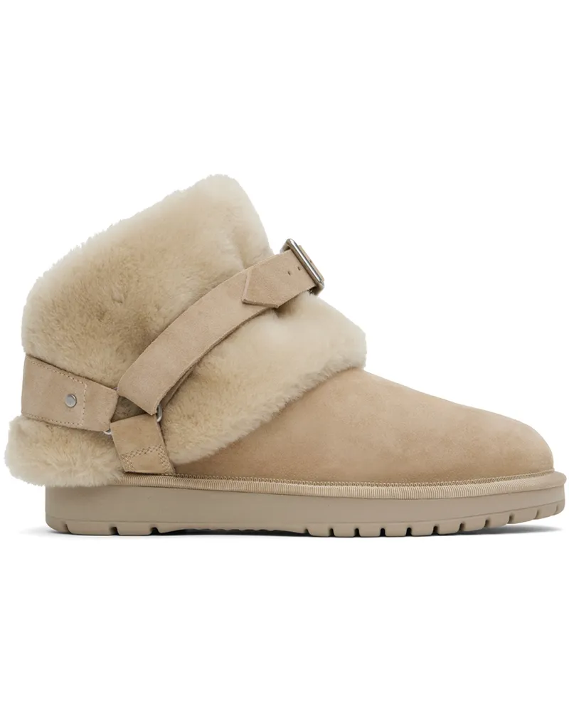 Burberry Beige Suede & Shearling Chubby Boots Hunter