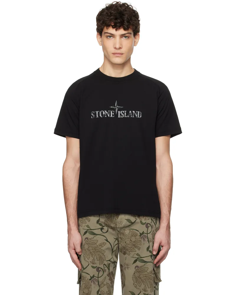 Stone Island Black Organic Cotton Jersey T-shirt V0029