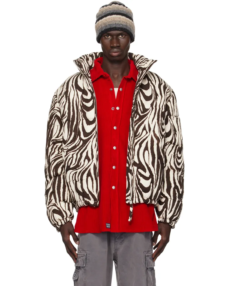 ERL Black & White Zebra Quilted Puffer Jacket Zebra