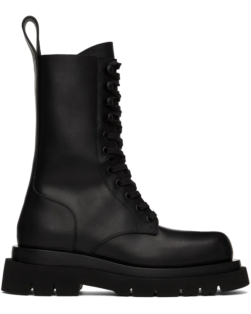 Bottega Veneta Black Lug Lace-Up Boots Black