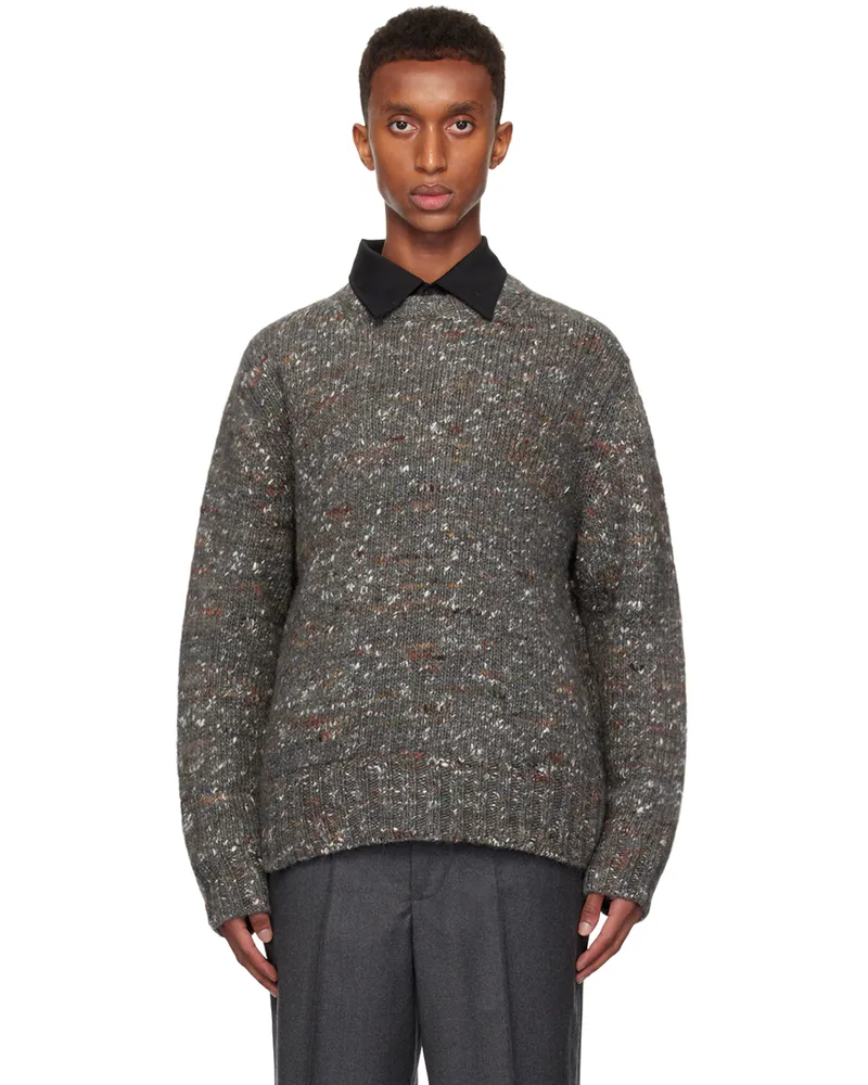 Róhe Gray Relaxed Mouline Knitted Crew Neck Sweater 064