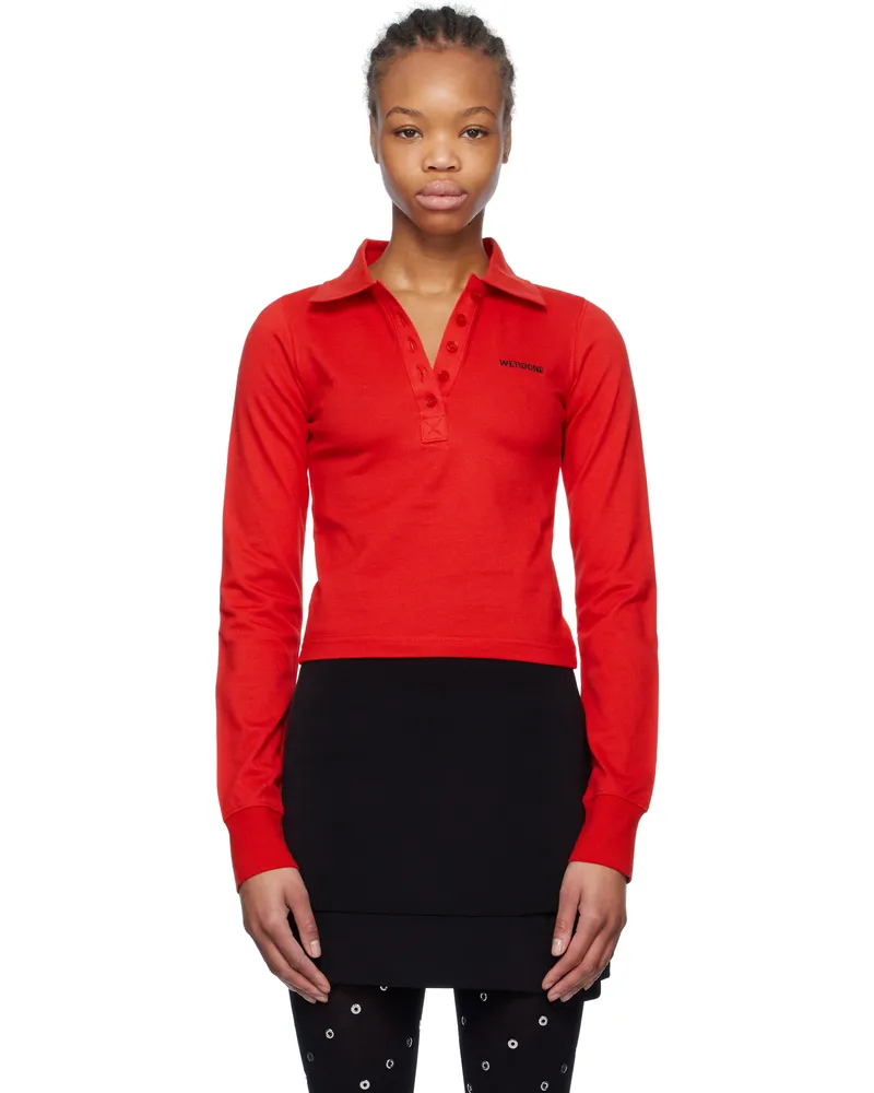 WE 11 DONE Red Cotton Logo Polo Red
