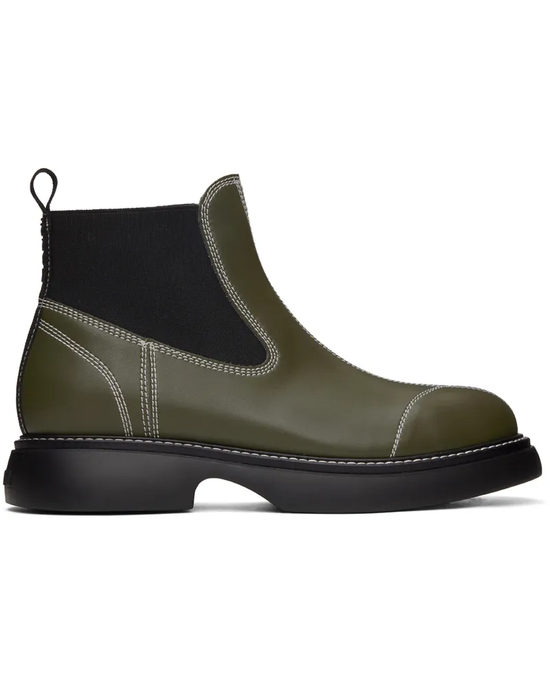 Ganni Khaki Everyday Chelsea Boots Kalamata