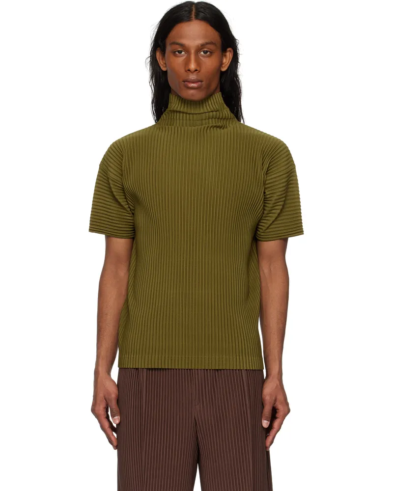 Issey Miyake Khaki Color Pleats T-shirt 67-olive