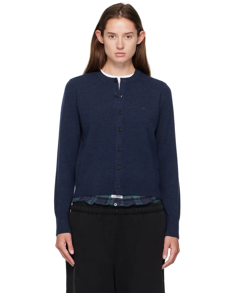 Acne Studios Navy Fitted Yak Wool Cardigan Ahe