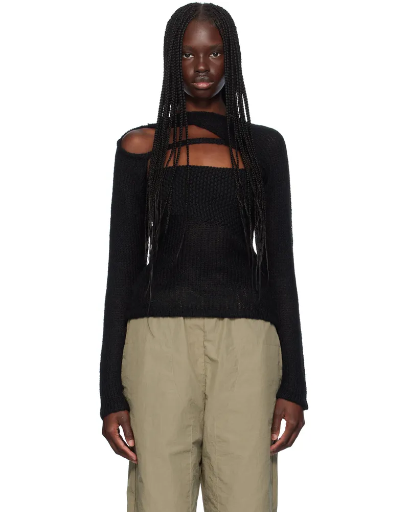 Paris Georgia Black Mixed Stitch Sweater Black