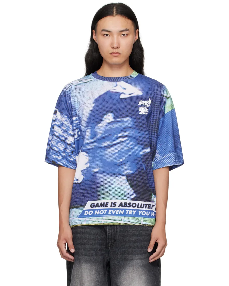 Gerrit Jacob Blue Printed T-shirt White