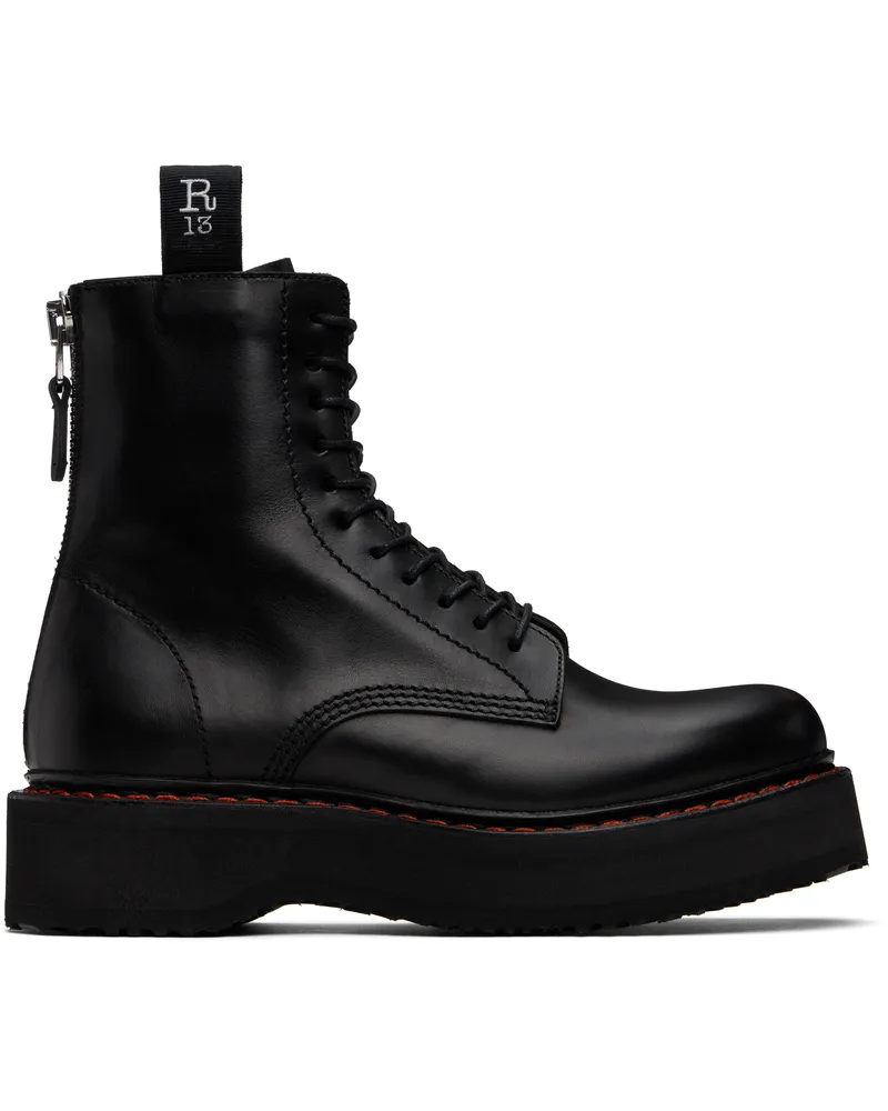 R13 Black Single Stack Boots Black