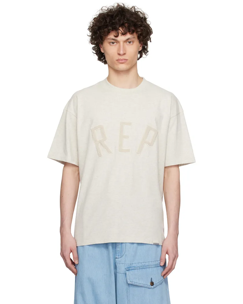 REPRESENT Gray 'Rep' Appliqué T-shirt Cream