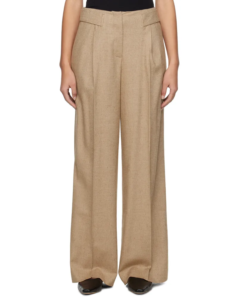ROTATE Birger Christensen Beige Wide-Leg Trousers 17-1038