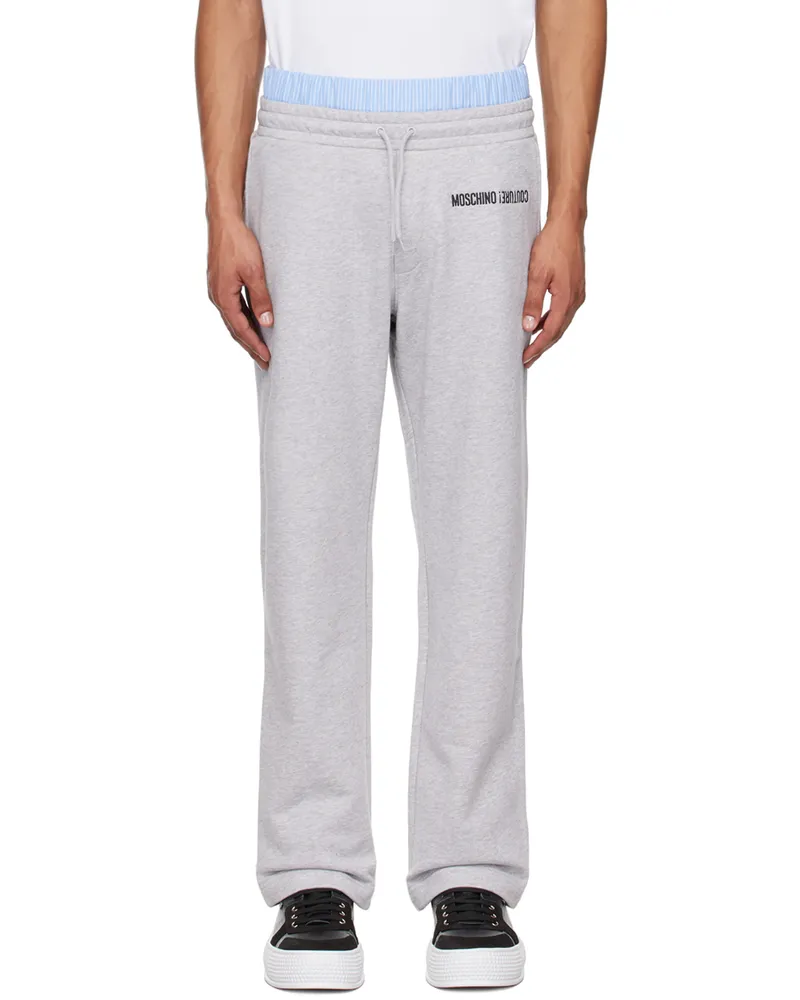 Moschino Gray Upside Down Logo Sweatpants Multi