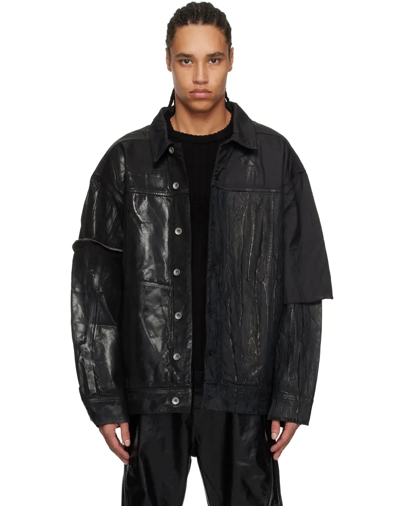 DRKSHDW by Rick Owens Black Hollywood Jumbo Worker Denim Jacket 09