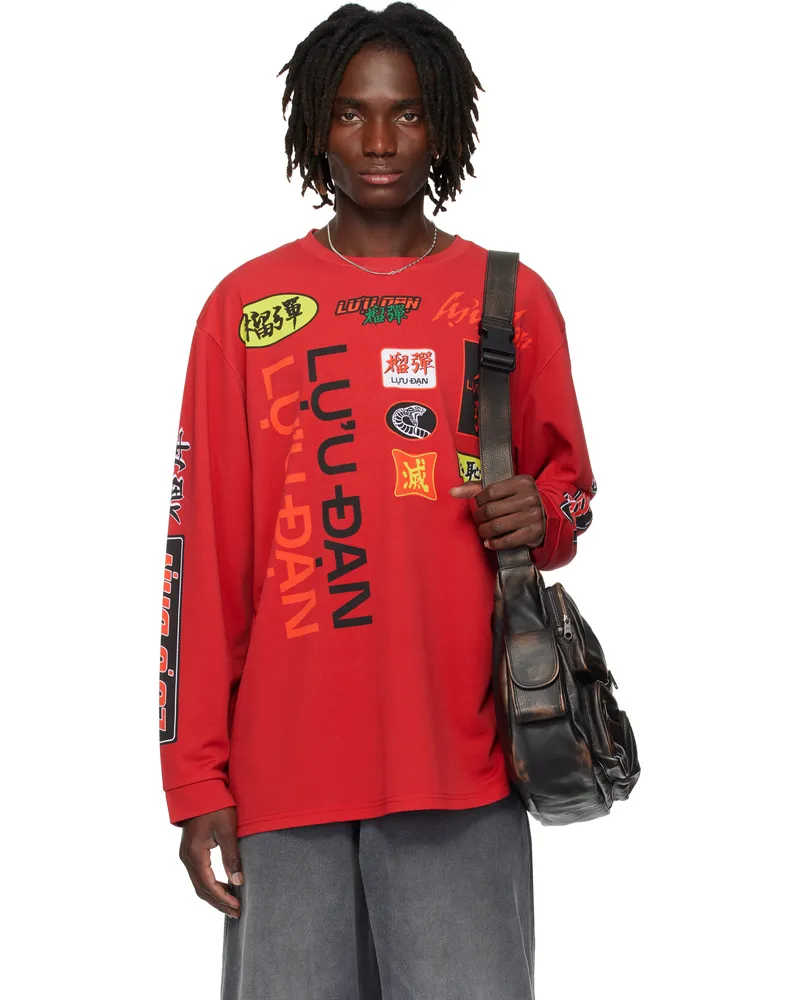 LU'U DAN Red Oversized Long Sleeve Jersey Motocross