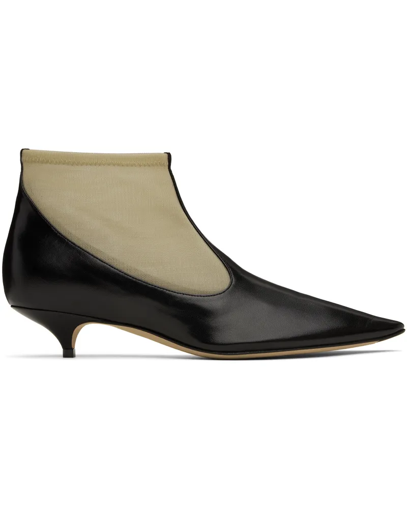 The Row Black & Beige Mesh Boots Blk