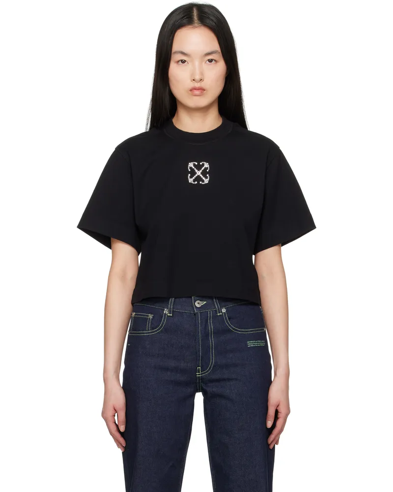 OFF-WHITE Black Jewel Mini Arrow Crop T-shirt Black