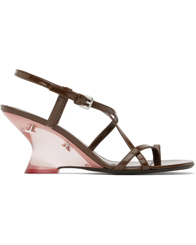 Dries van Noten Brown Patent Leather Heeled Sandals 704