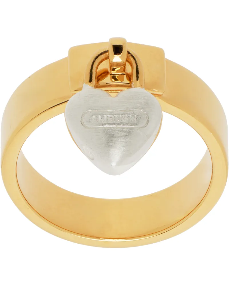 AMBUSH Gold Heart Padlock Ring 07