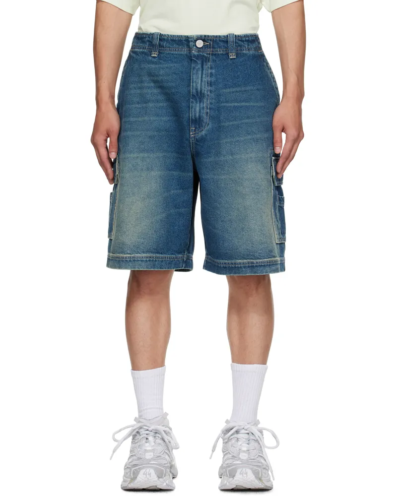 VETEMENTS Blue Hip-Hop Denim Cargo Shorts Vintage