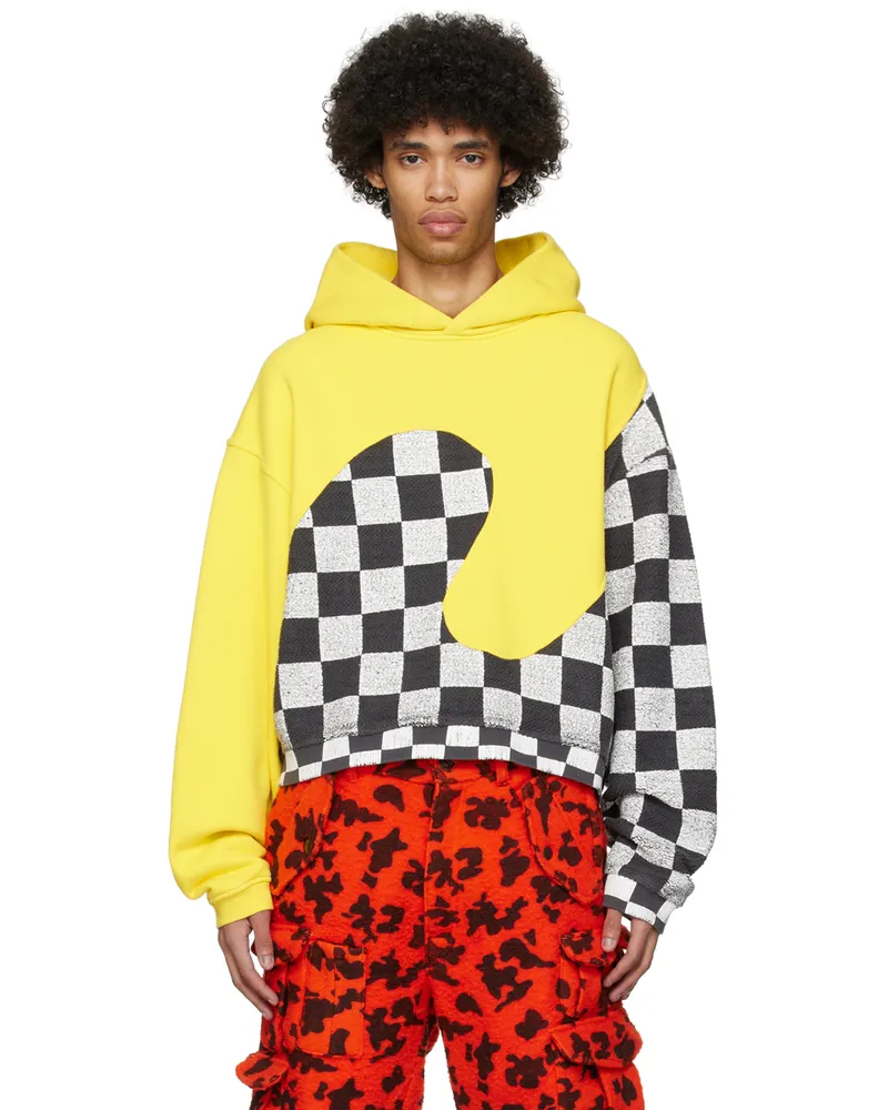 ERL Yellow & Gray Swirl Hoodie Yellow
