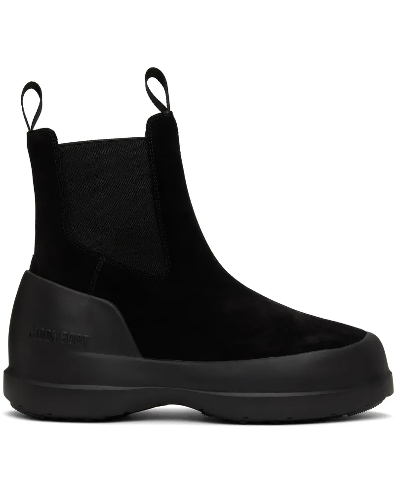 Moon Boot Black Luna Suede Chelsea Boots N001