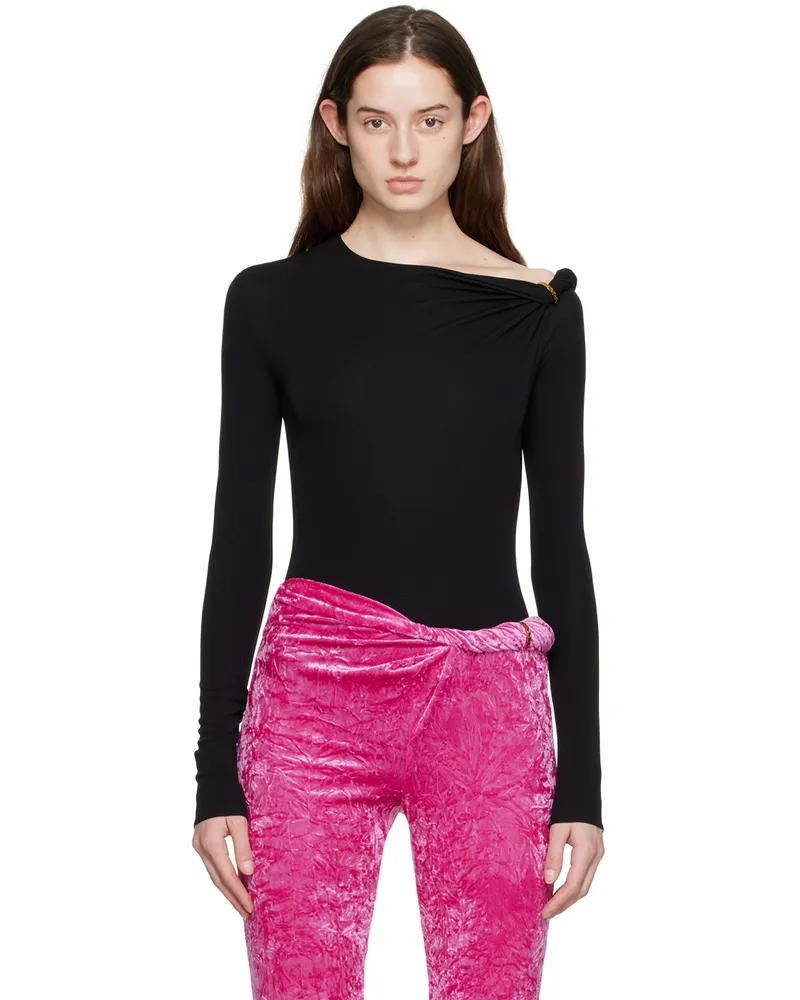 Versace Black 'La Greca' Bodysuit 1b000