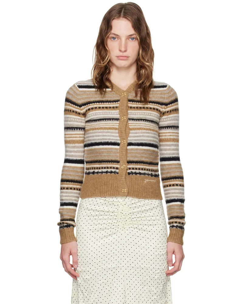 Ganni Brown Striped Cardigan 177