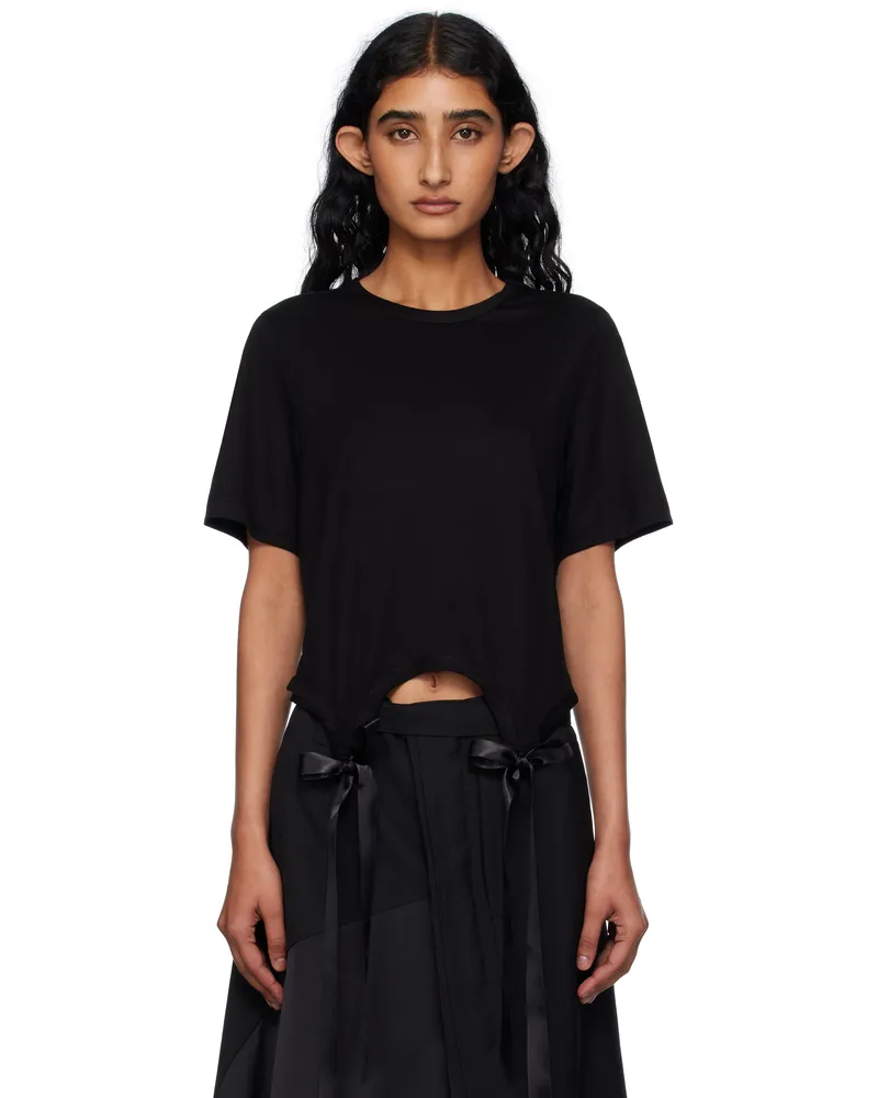 Simone Rocha Black Bow Tail Easy T-shirt Black