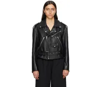 Black Printed Leather Jacket